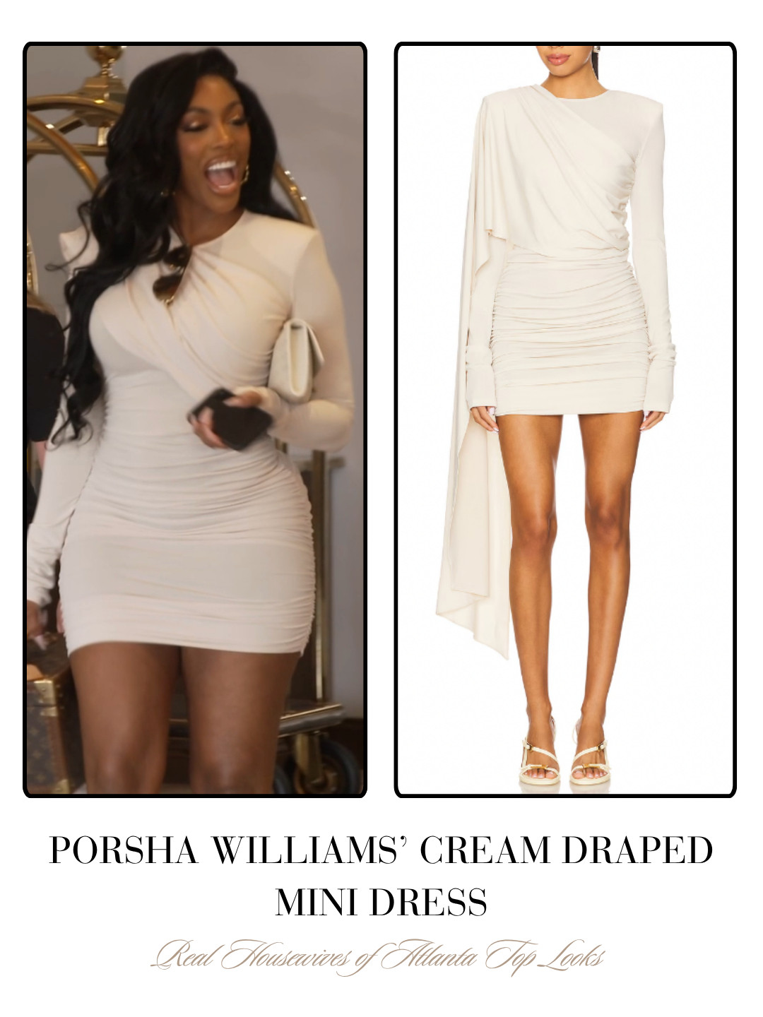 Porsha William's Cream Draped Mini Dress 

 