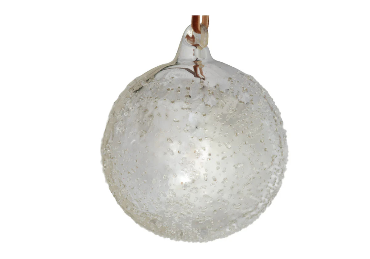 POLISHED SILVER ICED GLASS ORNAMENT | 4" | Alice Lane Home Collection