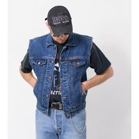 Vintage 90S Denim Vest | Sleeveless Jean Jacket Raw Cut Sleeves Men's Size S/M | Etsy (US)