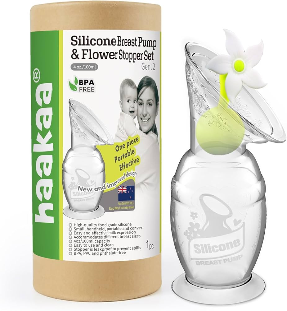 haakaa Manual Breast Pump with Suction Base and Flower Stopper Set for Breastfeeding (4oz/100ml)(... | Amazon (US)