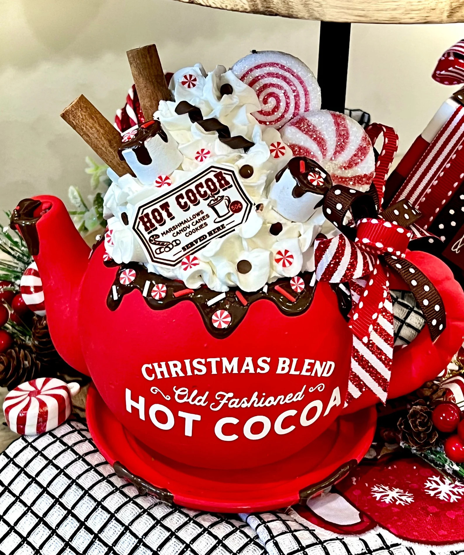 Christmas Tea Pot / Hot Cocoa Mini Tea Pot / Hot Cocoa Tiered Tray Decor / Christmas Tea Pot / Ch... | Etsy (US)