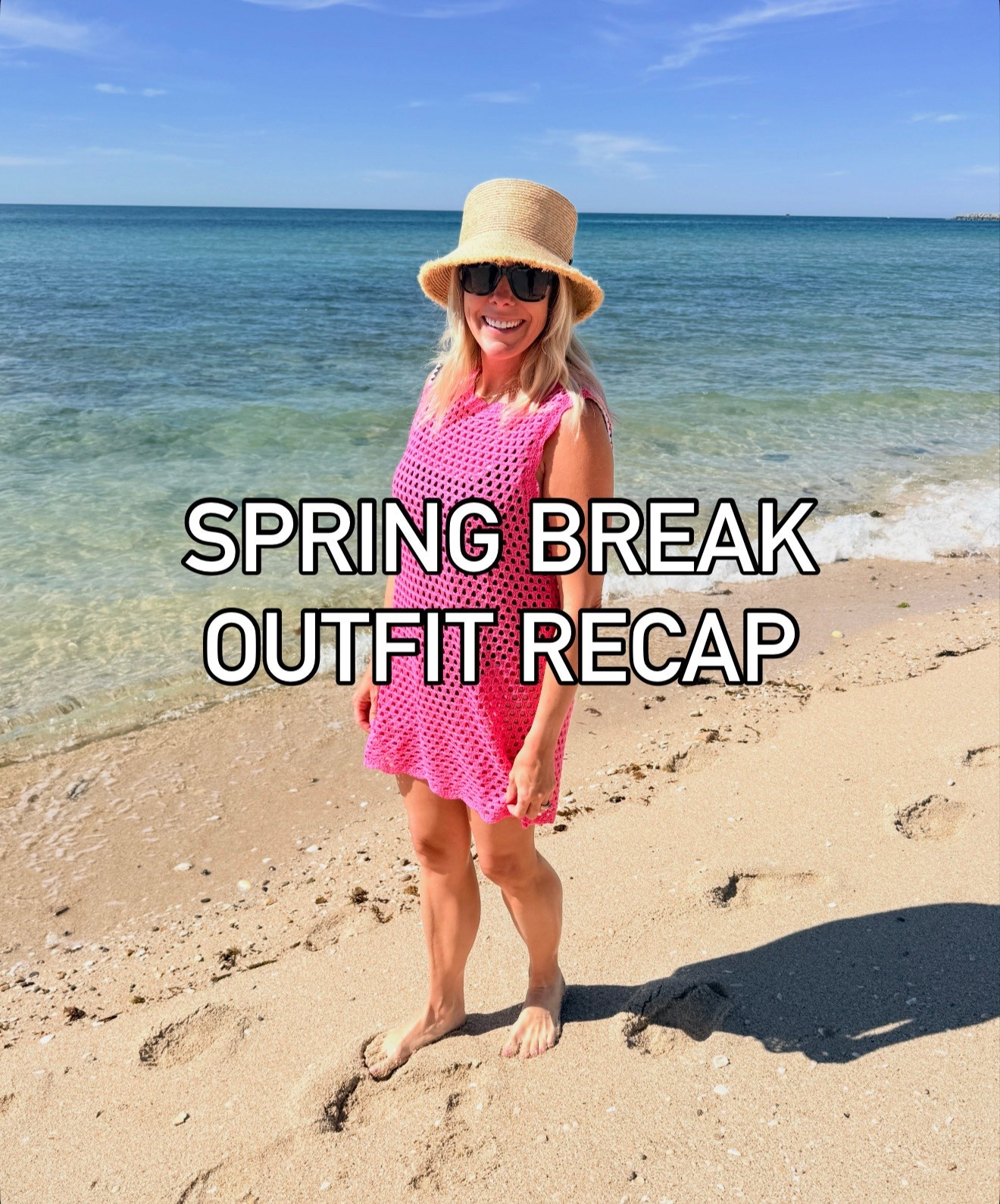 Pink crochet coverup with straw bucket hat 

#LTKootd #LTKTravel #LTKSwim