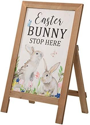 Glitzhome Easter Porch Sign Frame Freestanding Bunny Welcome Wall Hanging Decor, Multiful Color | Amazon (US)