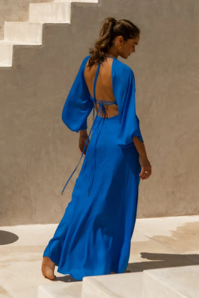Caroline Maxi Dress in Blue - böhme | Böhme US