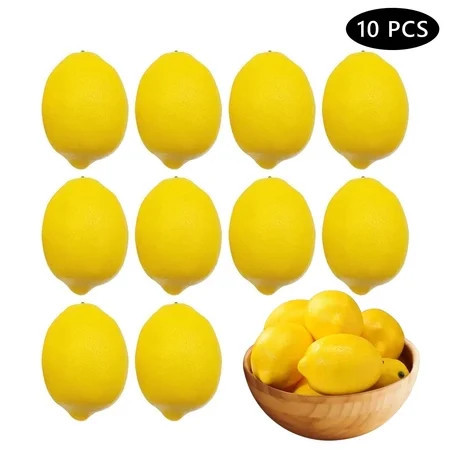 Hengbo 10-Pcs Fake Artificial Lemons Lifelike Plastic for Lemonade Party Kitchen Table Decor Vase Fillers Yellow | Walmart (US)