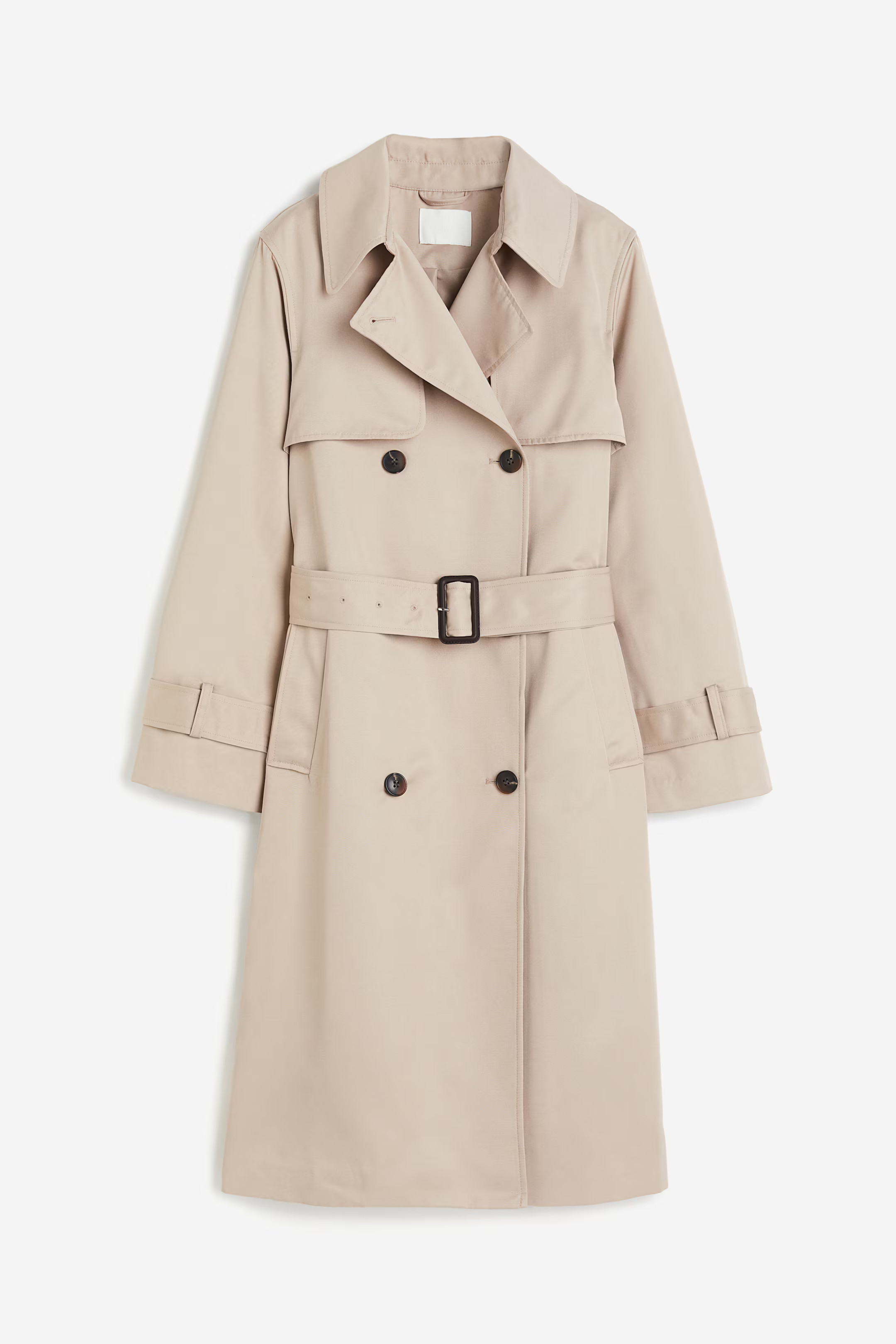 Double-breasted Twill Trench Coat - Long sleeve - Long - Beige - Ladies | H&M US | H&M (US + CA)