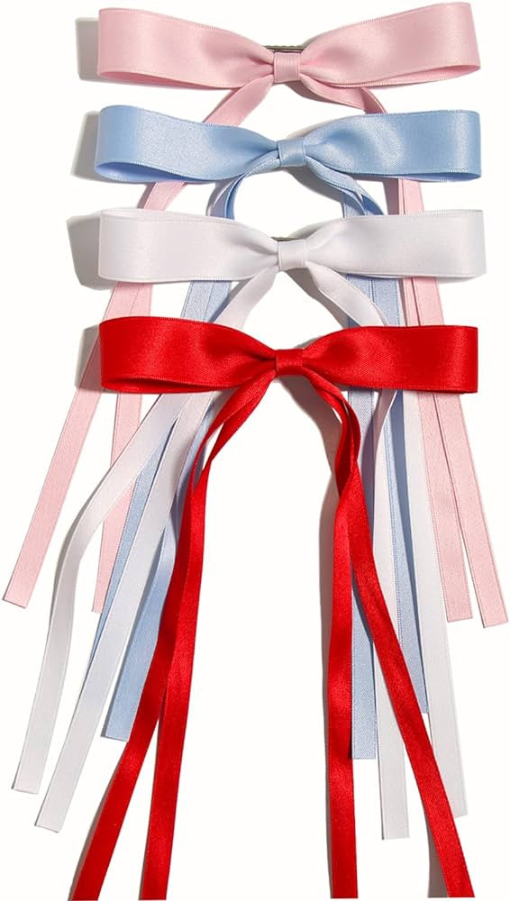 4pcs Hair Clips for Women Tassel Ribbon Bowknot Hair Clips with Long Tail, Women Hair Clip for Gi... | Amazon (US)