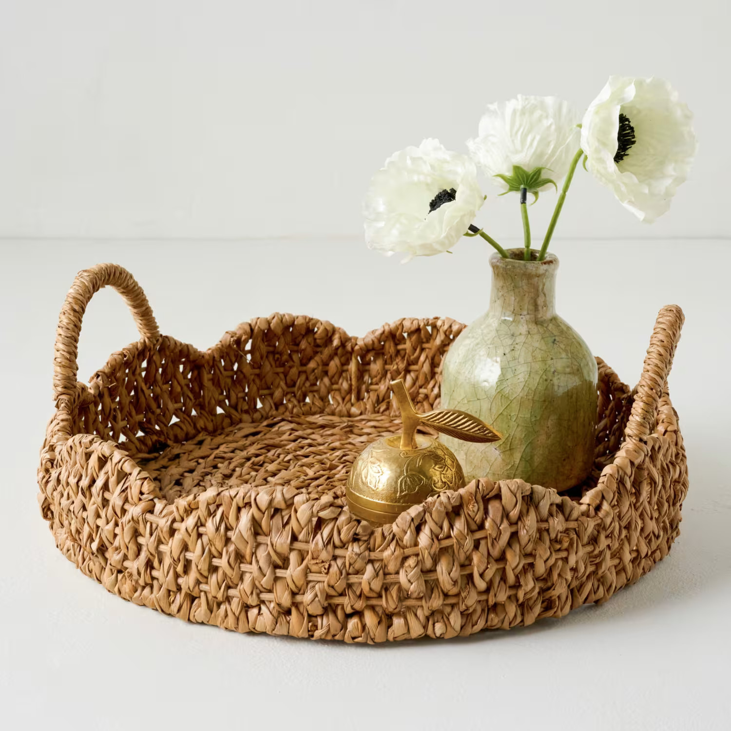 Solene Woven Scalloped Tray | Magnolia