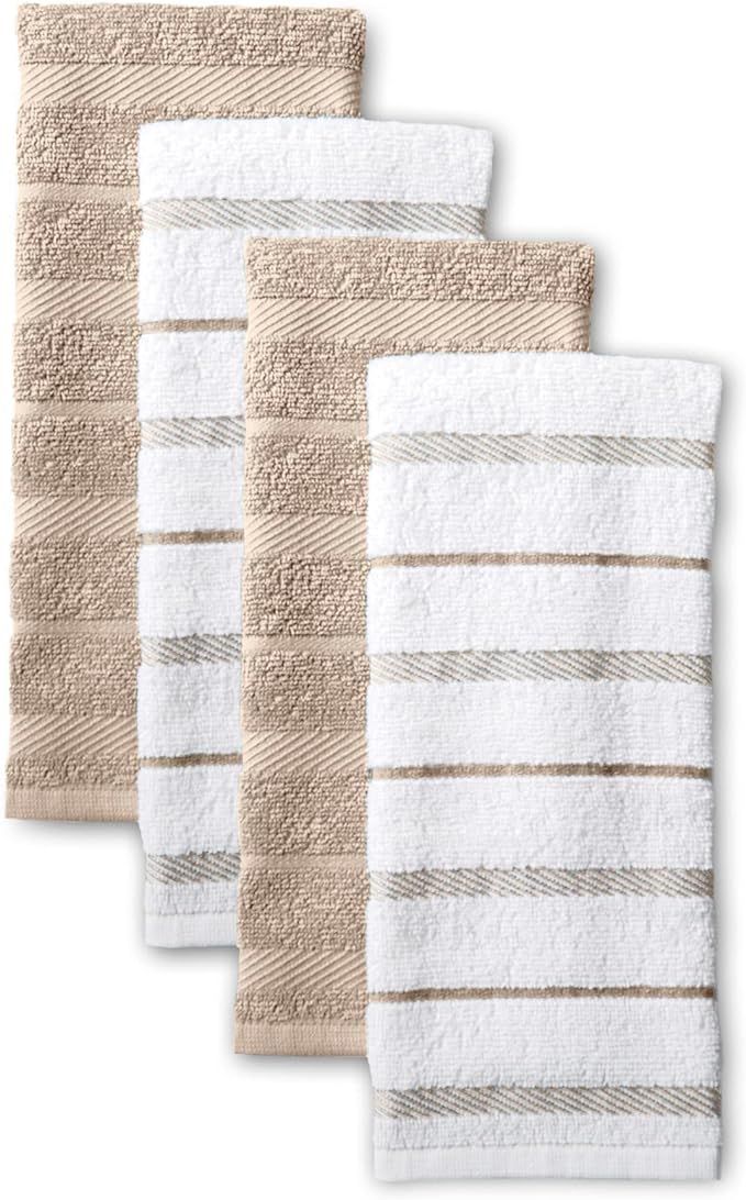 KitchenAid Albany Kitchen Towel 4-Pack Set, Milkshake Tan/White, 16"x26" | Amazon (US)