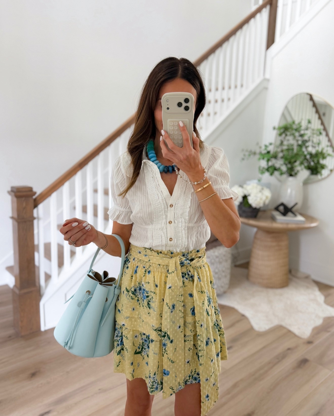 such a cute spring outfit combo 🌼 the floral skirt is lightweight and flowy, and I love it paired with this feminine white top and fun turquoise accessories for a pop of color

spring outfit, floral skirt, feminine style, summer outfit, vacation outfit, brunch outfit, white blouse, colorful accessories, resort wear, effortless style, cute everyday outfit, spring fashion, casual chic, vacation style, boutique fashion

#LTKSeasonal #LTKOver40 #LTKootd
