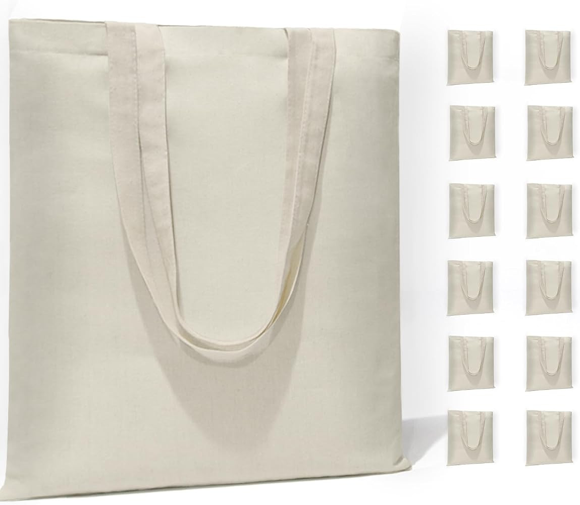 HECTOLIFE 6 I 12 I 24 I 48 Pack Canvas Tote Bags,Reusable Blank Canvas for Shopping Bags,Grocery ... | Amazon (US)