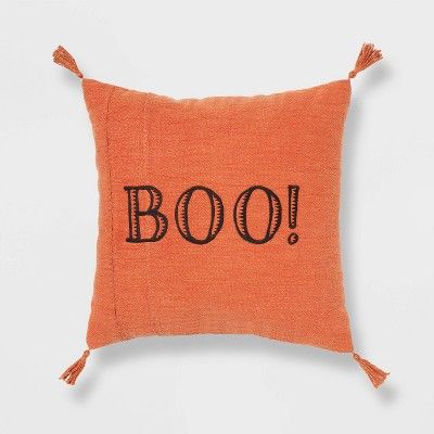 Reversible 'Boo' Square Throw Pillow Orange/Black - Threshold™ | Target