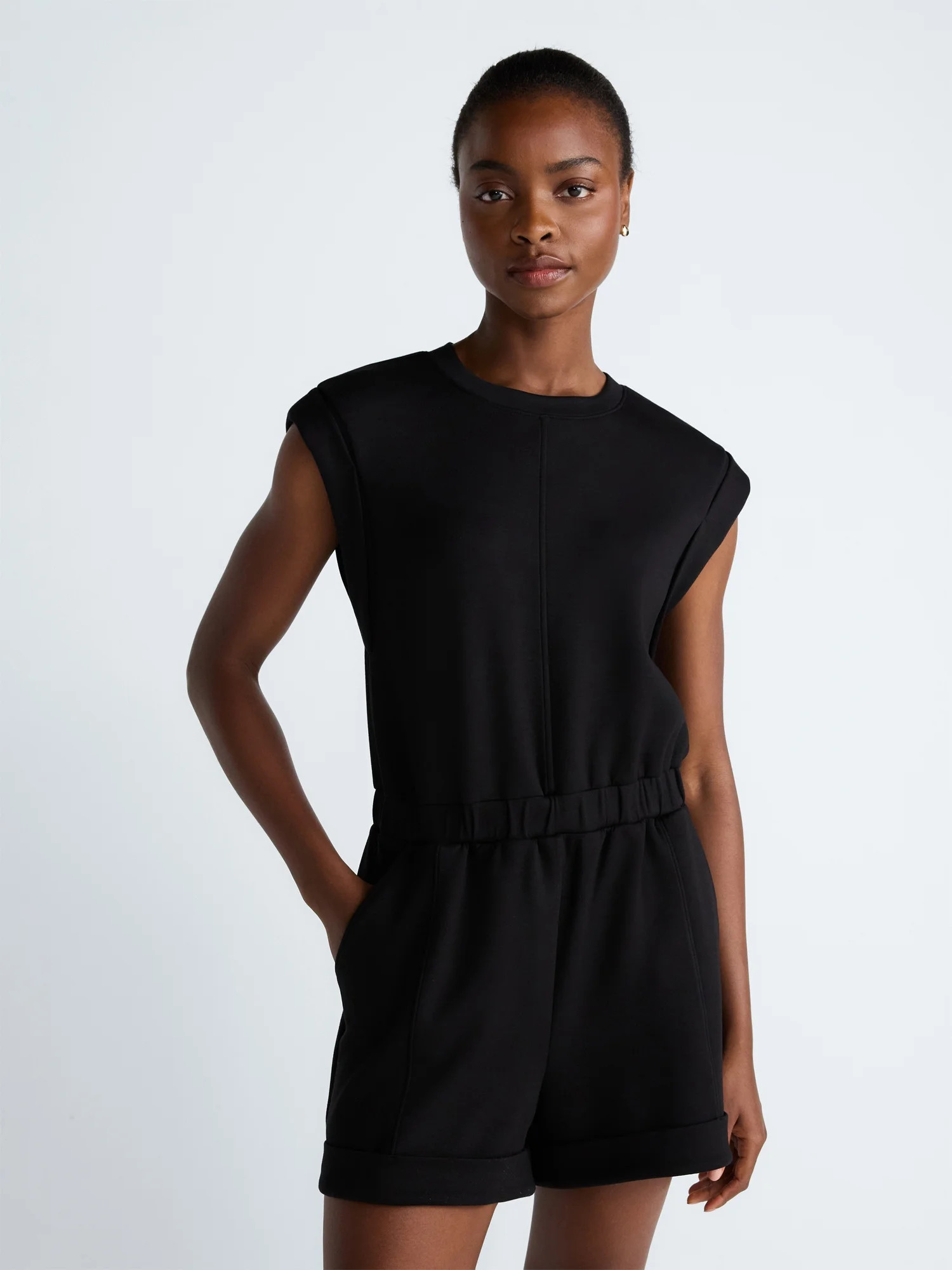 Scoop Women's and Women's Plus Scubaknit Crewneck Romper, Sizes XS-4X | Walmart (US)