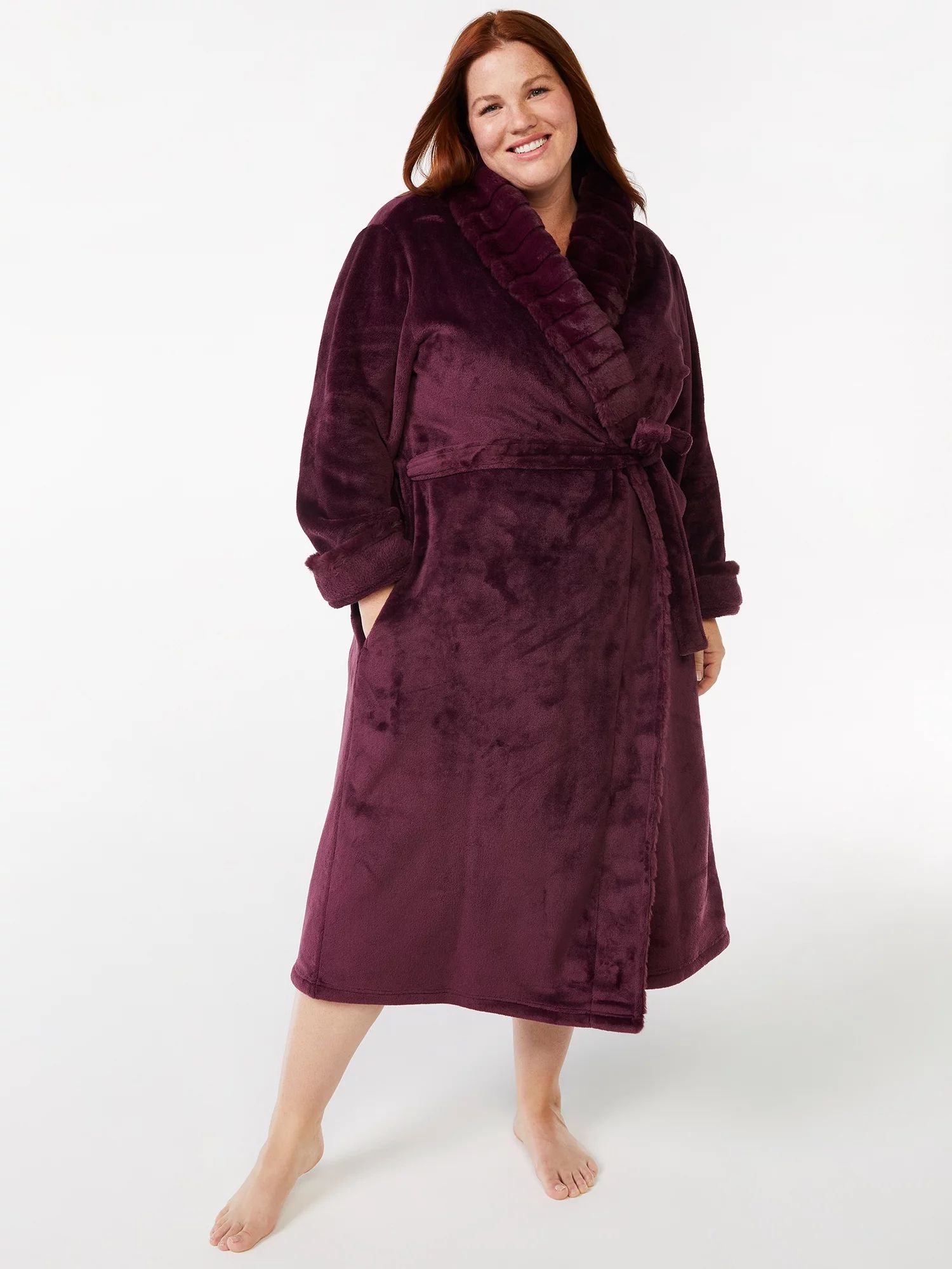 Joyspun Women’s Plush Sleep Robe, Sizes up to 3X - Walmart.com | Walmart (US)