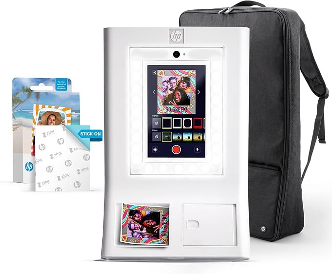 HP Sprocket Photo Booth Machine Instant Color Photo Printer (White) Starter Bundle + Zink Paper (... | Amazon (US)