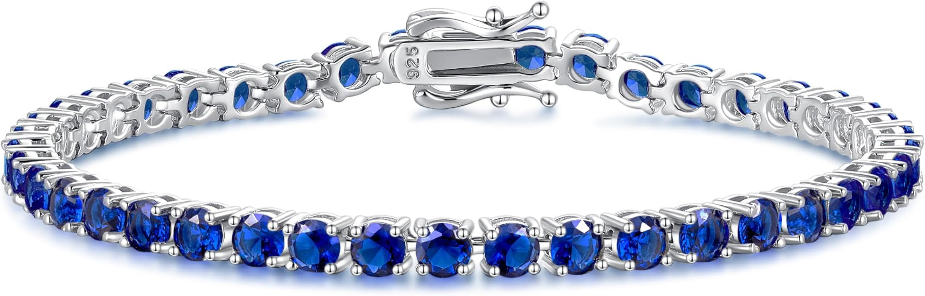 FANCIME Birthstone Bracelet Sterling Silver Gemstone Tennis Bracelets Fine Jewelry Wedding Bridal... | Amazon (US)