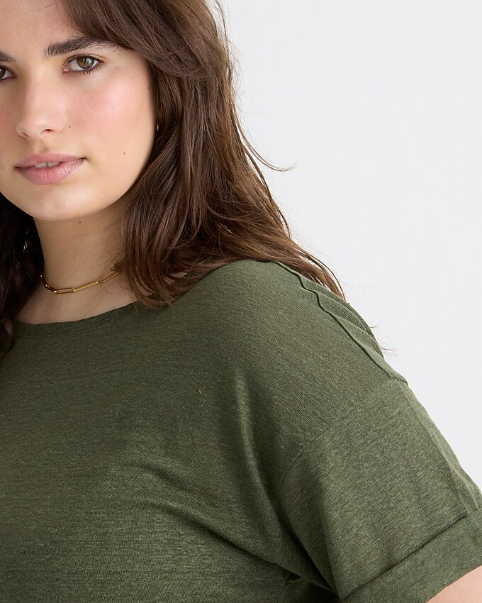 Linen roll-cuff crewneck T-shirt | J. Crew US