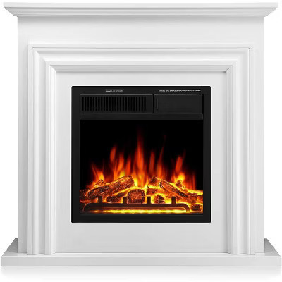 ZAFRO Electric Fireplace Mantel Wooden Surround Firebox, 36" White TV Stand with Freestanding ,  Adjustable Led Flame, 750W/1500w | Target