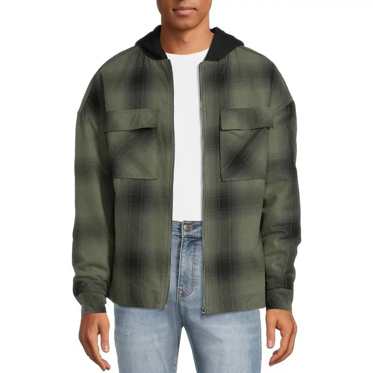 No Boundaries Men's and Big Men's Flannel Shacket, Sizes XS-5XL | Walmart (US)