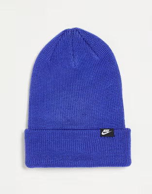 Nike Futura logo cuffed beanie in blue | ASOS (Global)