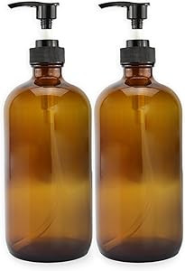 Cornucopia 16oz Amber Glass Bottles w/Pump Dispensers (2-Pack); Refillable Lotion Liquid Soap Pum... | Amazon (US)