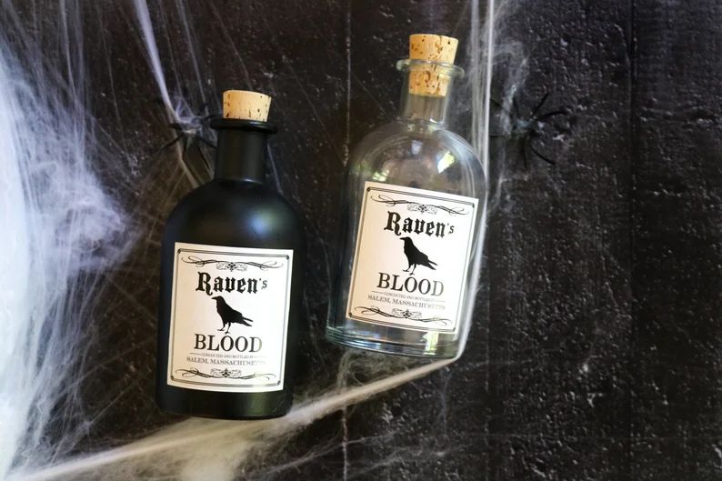 Custom WITCHES BREW & POISON Bottles | Raven's Blood | Spider Venom | Faux Apothecary Halloween B... | Etsy (US)