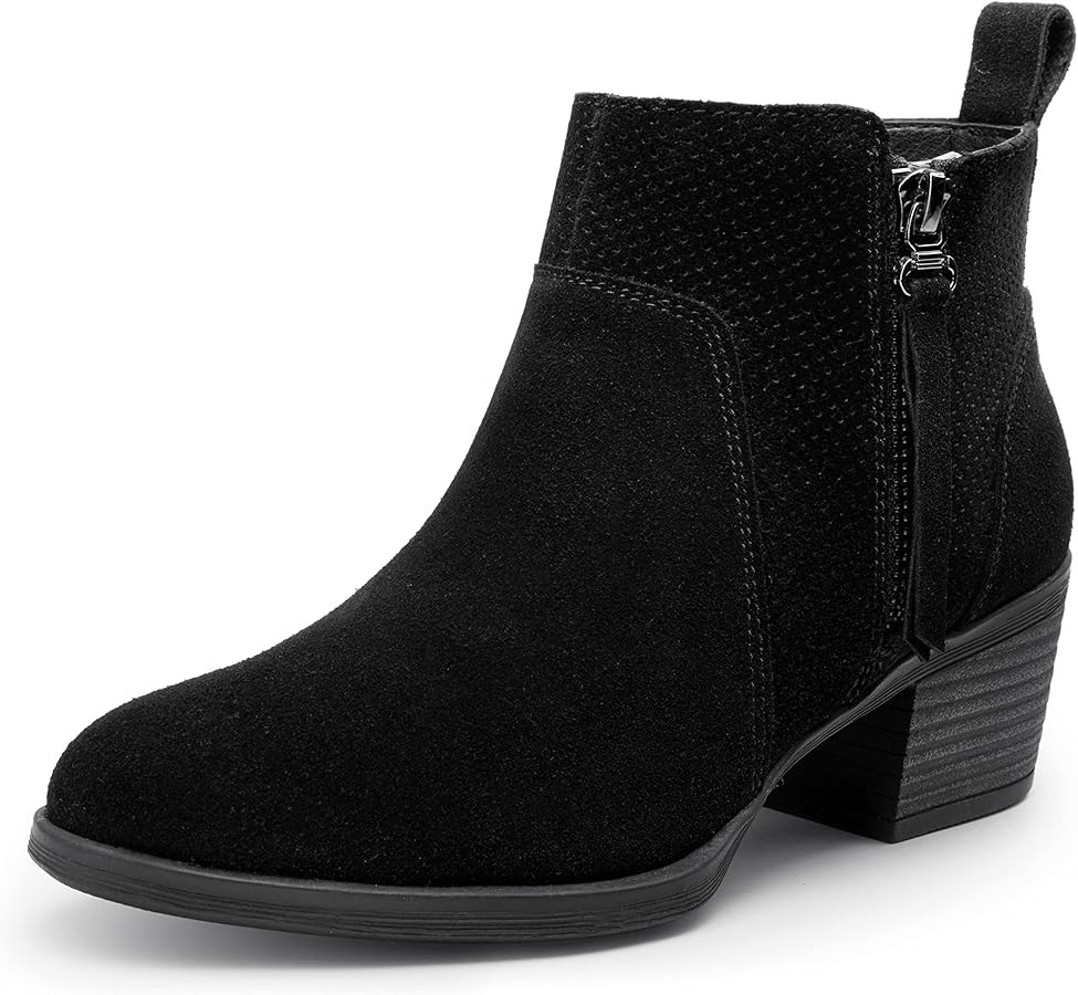Vepose Women's Suede Leather Ankle Boots Fashion Booties with Inner Zipper | Amazon (US)