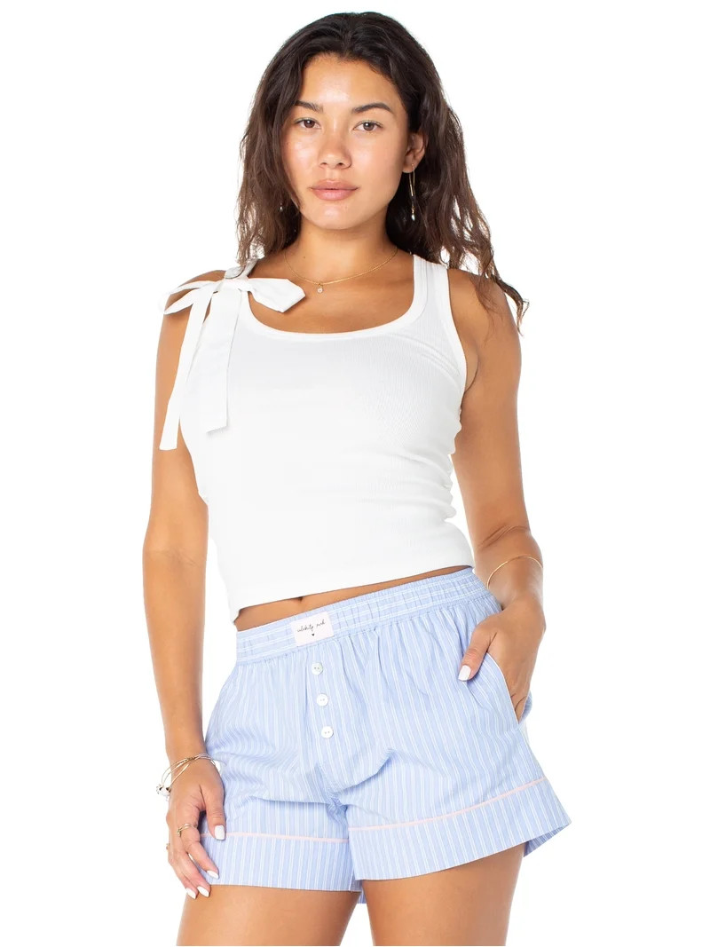 Celebrity Pink Women's Removable Bow Ribbed Tank Top, Sizes XS-XXXL | Walmart (US)