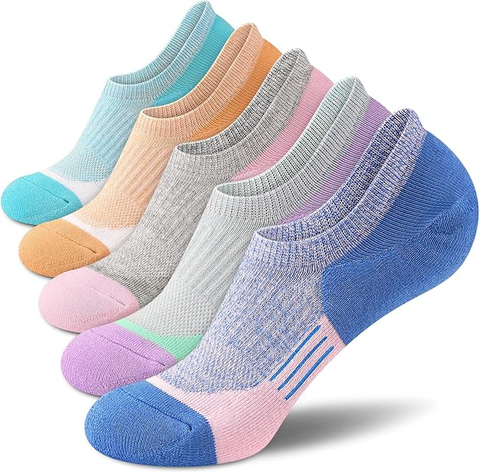 No Show Socks - Athletic Running Thick Cushioned Socks (5 Pairs) | Amazon (US)