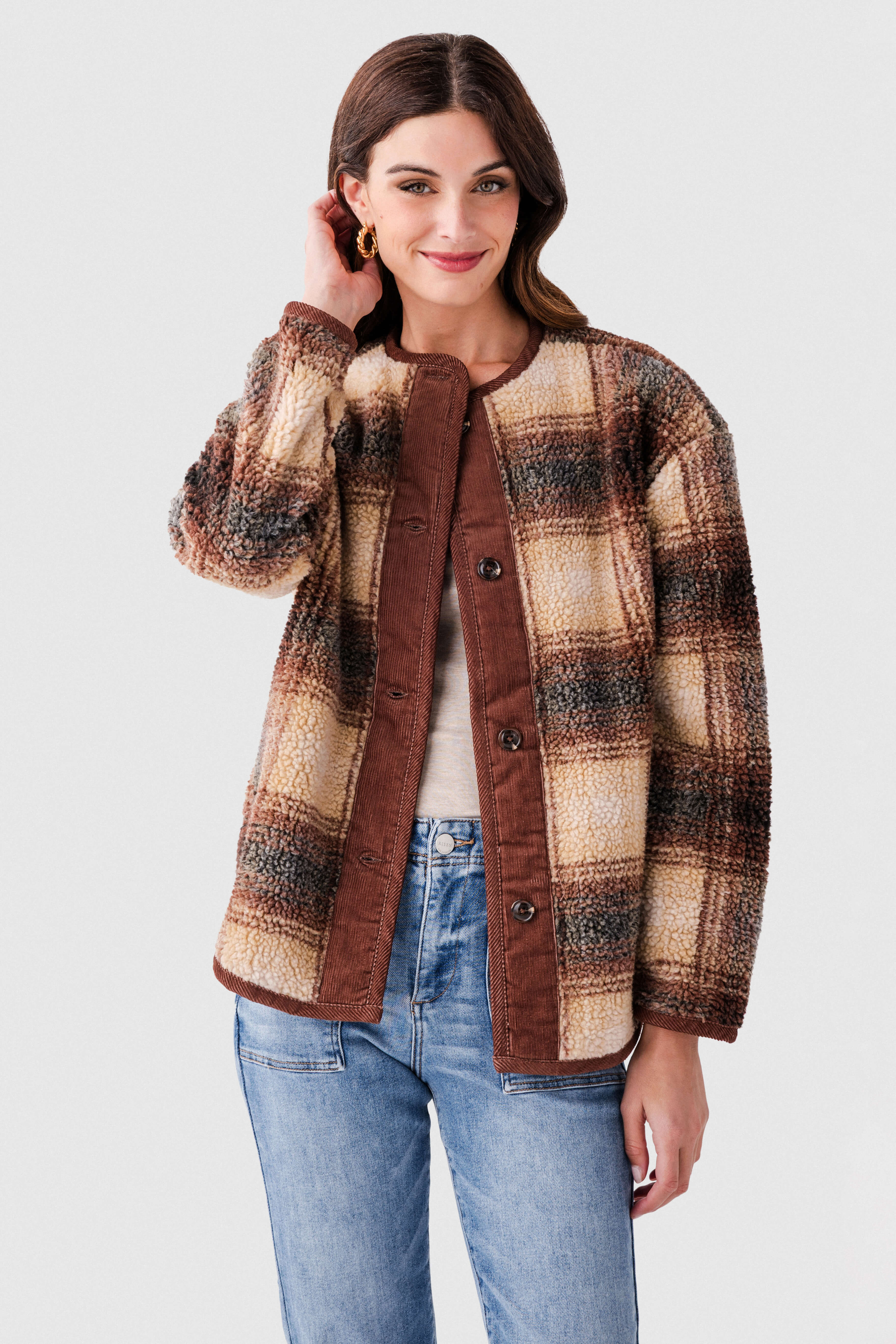 RD Style Sophie Sherpa & Cord Trim Jacket | Social Threads