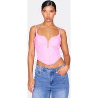 Pink Strappy Pleated Bust Corset Detail Crop Top | PrettyLittleThing US