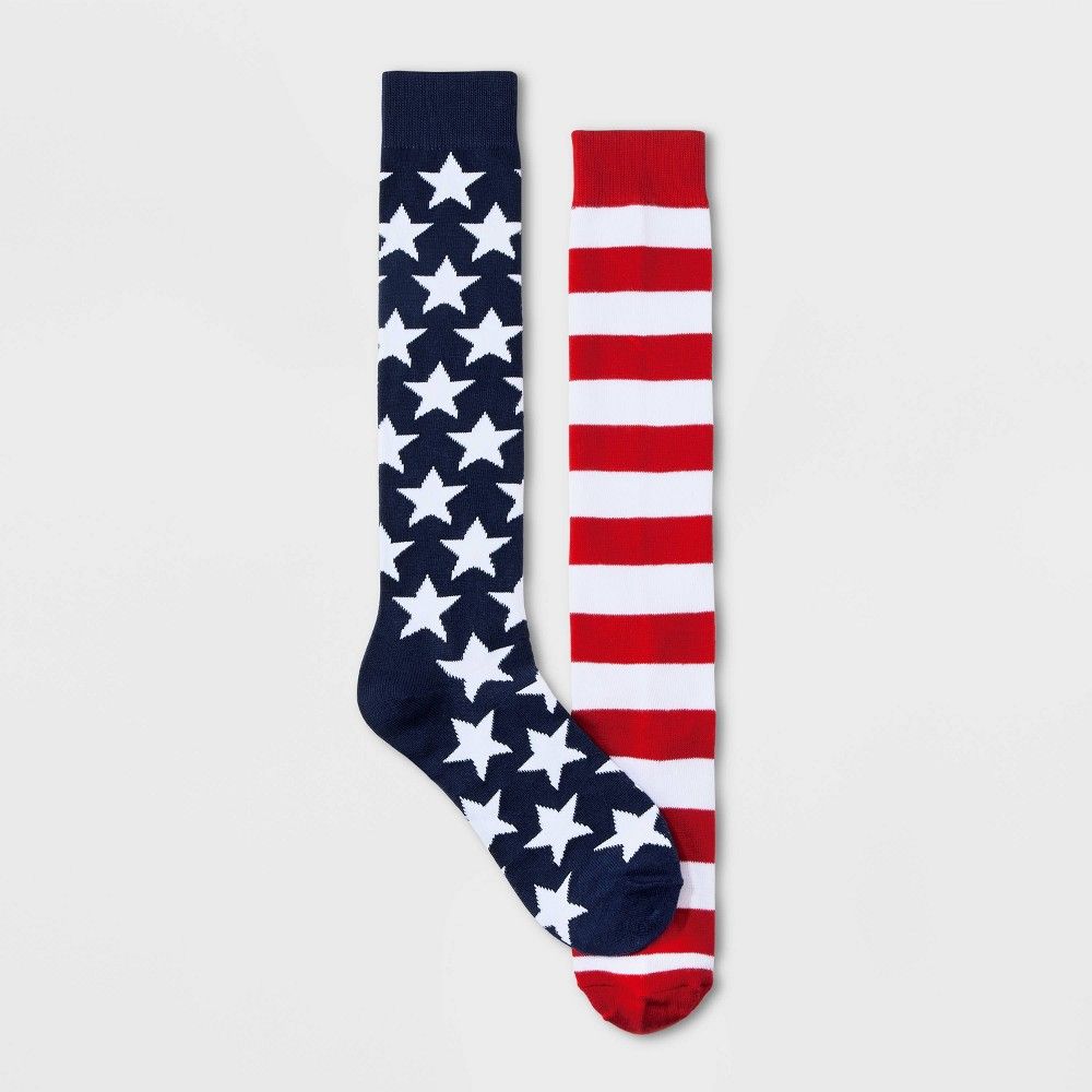 Women's American Flag Knee High Socks - Red/White/Navy 4-10 | Target