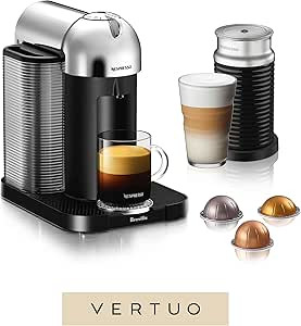 Nespresso Vertuo Coffee and Espresso Machine by Breville, 5 Cups, Chrome | Amazon (US)