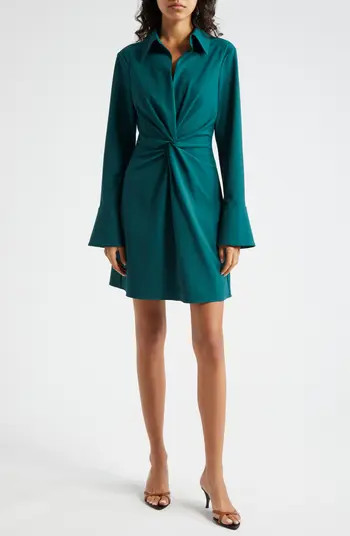 McKenna Front Twist Long Sleeve Mini Shirtdress | Nordstrom