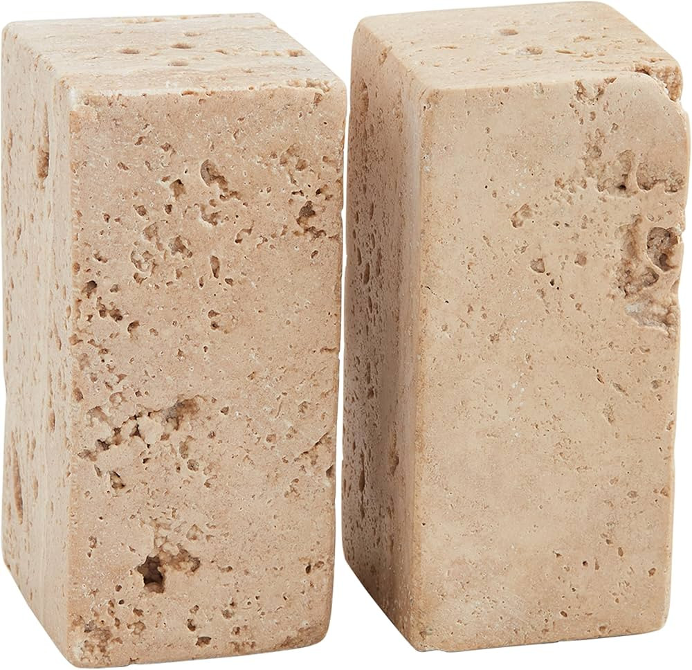 Mud Pie Travertine Salt and Pepper Set; 3 1/4" x 1 1/2" | Amazon (US)