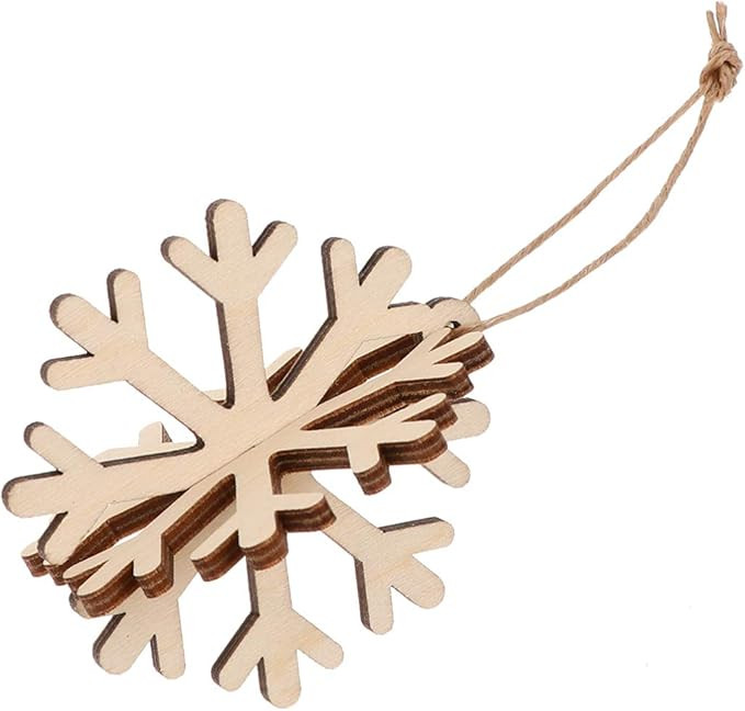 WINOMO 12pcs Christmas Wooden Ornaments 3D Snowflakes Shaped Unfinished Wood Cutouts Christmas Tr... | Amazon (US)