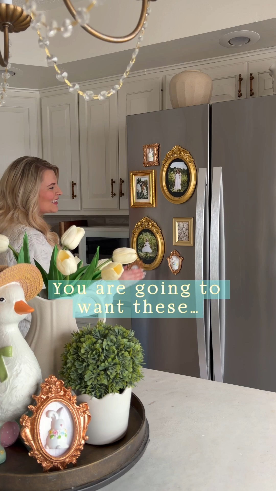 Cute Easter fridge!! These bunny frames are perfect for it or use in your spring decor! 