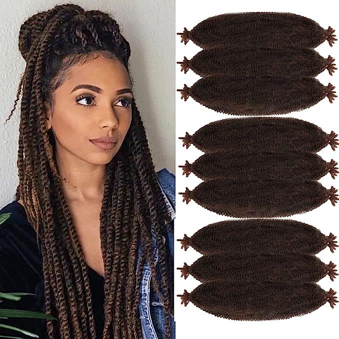 LingGuan 24 Inch Pre-Separated Springy Afro Twist Hair 9 Packs Pre-fluffed Natural Kinky Twist Gr... | Amazon (US)