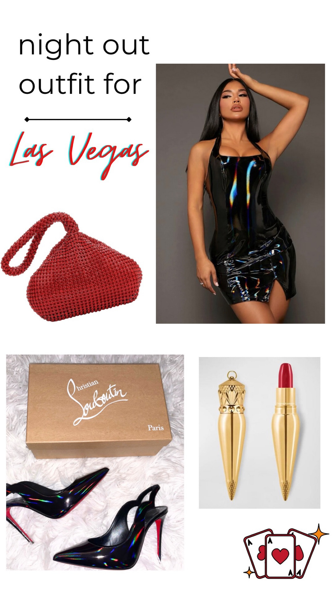 Las Vegas bachelorette party outfit inspiration! Red clutch, a faux leather dress with Louboutin heels and a matching red lipstick! 

Girls night out 
Club dress 
Sexy dress 
Vacation 
Date night 


#LTKshoecrush #LTKcurves #LTKstyletip