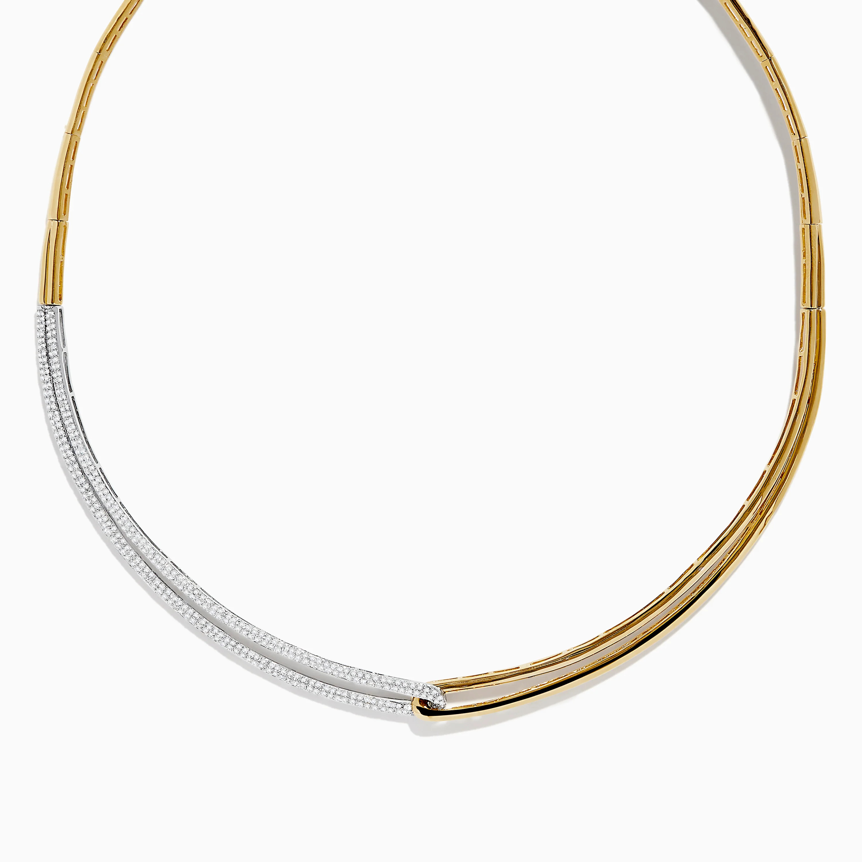 Duo 14K Two Tone Yellow and White Gold Diamond Collar Necklace, 1.37 TCW | Effy Jewelry