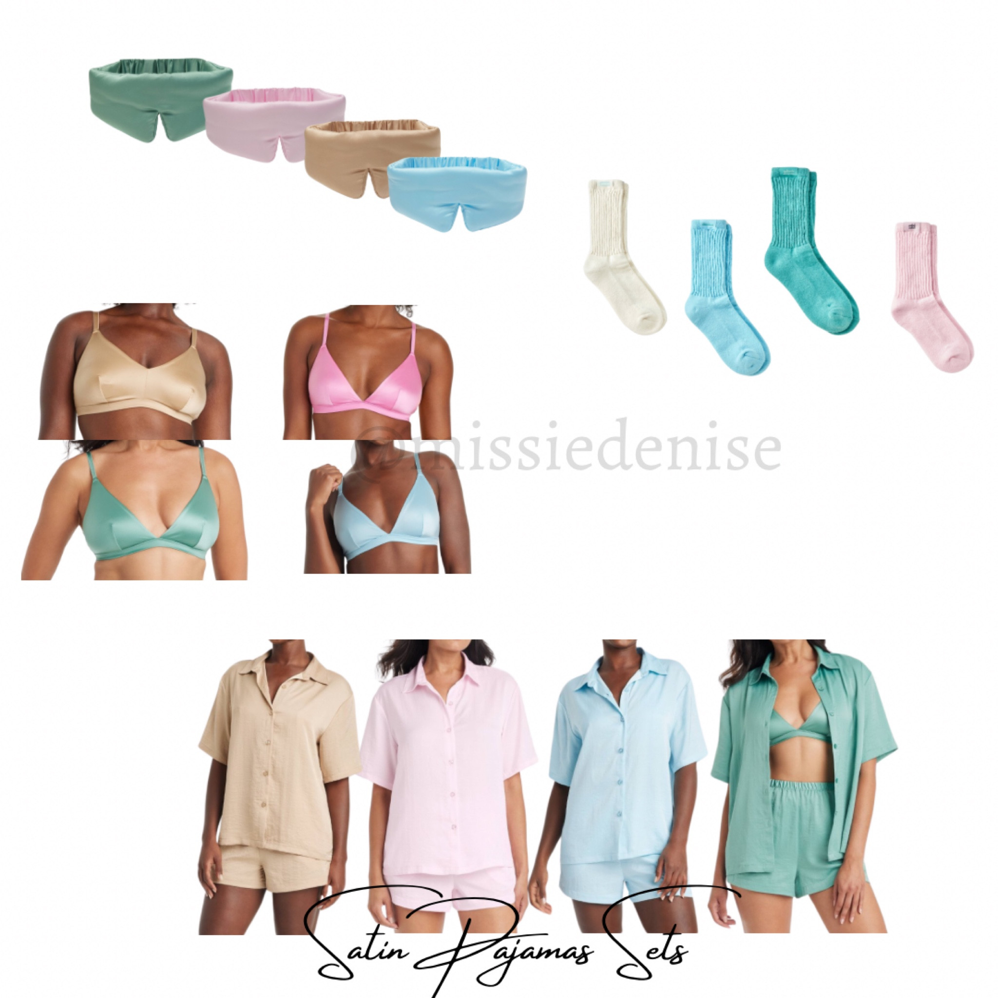 Cute and Comfy Satin Pajama sets with matching bralettes, socks, and sleepwear. Great for gift sets. #ltkfindsunder50 #satinpajamasets #pajamasets #targetfinds #ltkclothing #clothingsets

#LTKGiftGuide #LTKHoliday #LTKSeasonal