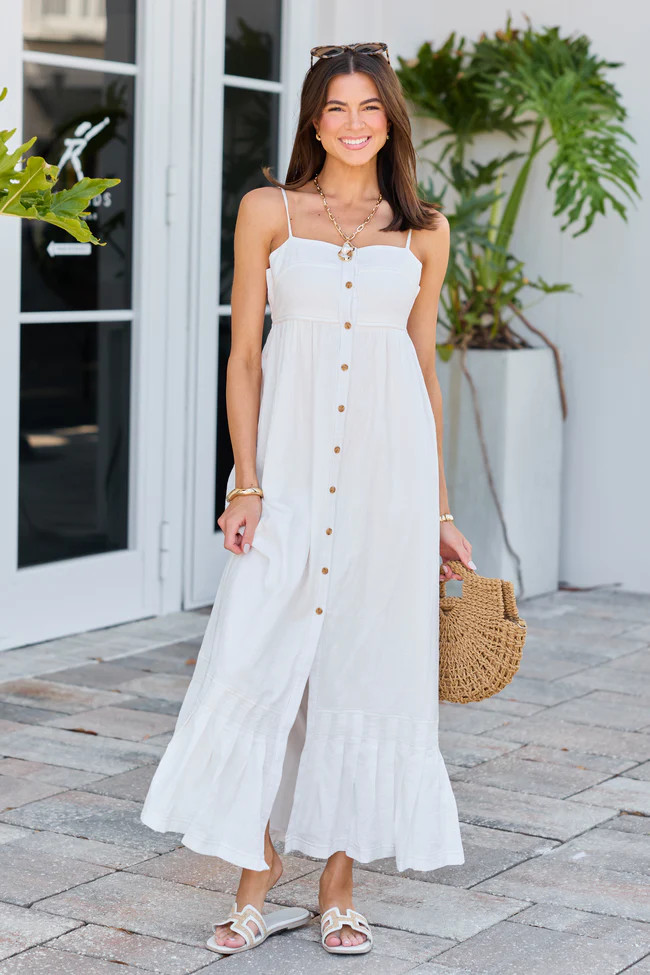 Calder White Maxi Dress | Pink Lily