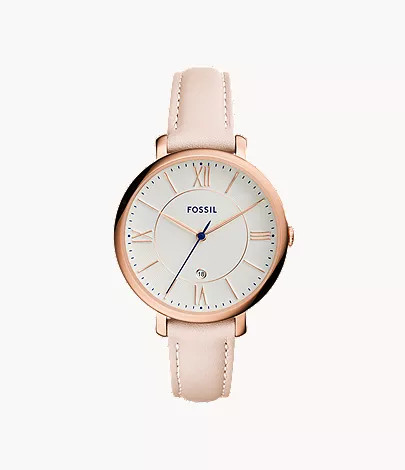Jacqueline Three-Hand Date Blush Leather Watch | Fossil (US)