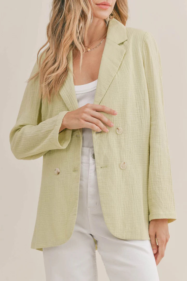 Taylor Double Button Blazer - Sage | Petal & Pup (US)
