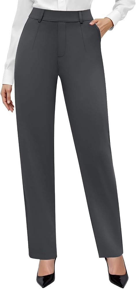 DLOODA Stretchy Dress Pants Women High Waisted Pull On Work Pants Office | Amazon (US)