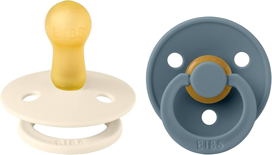 BIBS Pacifiers | Natural Rubber Baby Pacifier | Set of 2 BPA-Free Soothers | Made in Denmark | Iv... | Amazon (US)