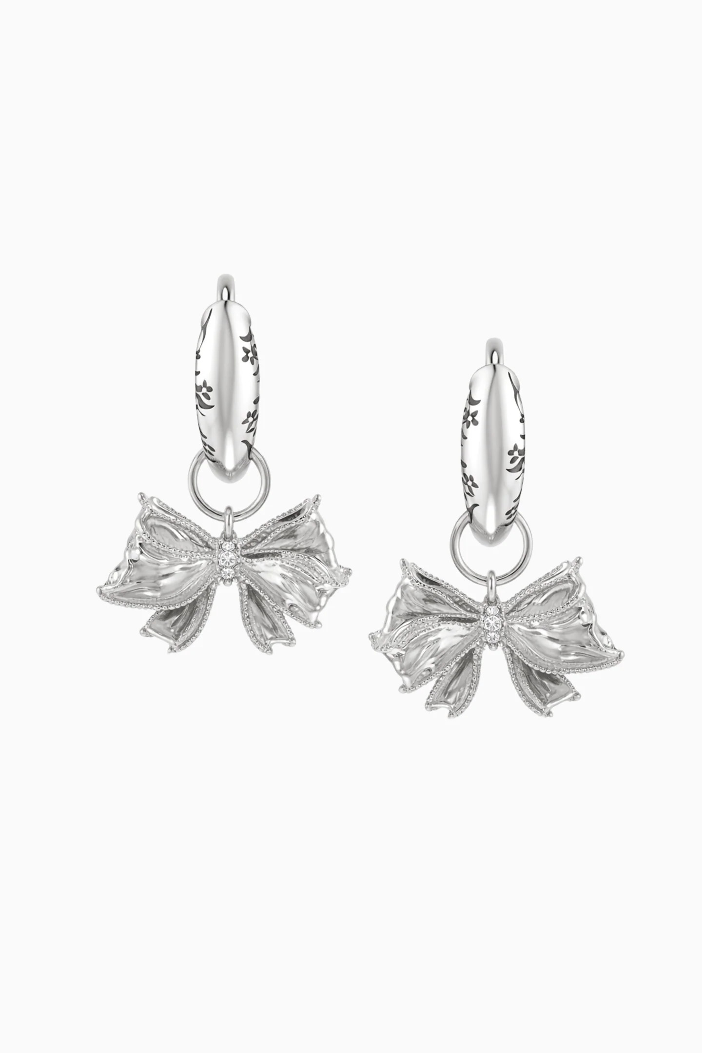 Kendra Scott x LoveShackFancy Bow Silver Huggie Earrings | LoveShackFancy