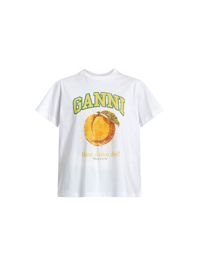 Bright White Women's GANNI Basic Jersey Peach Relaxed T-shirt | Fenwick | Fenwick