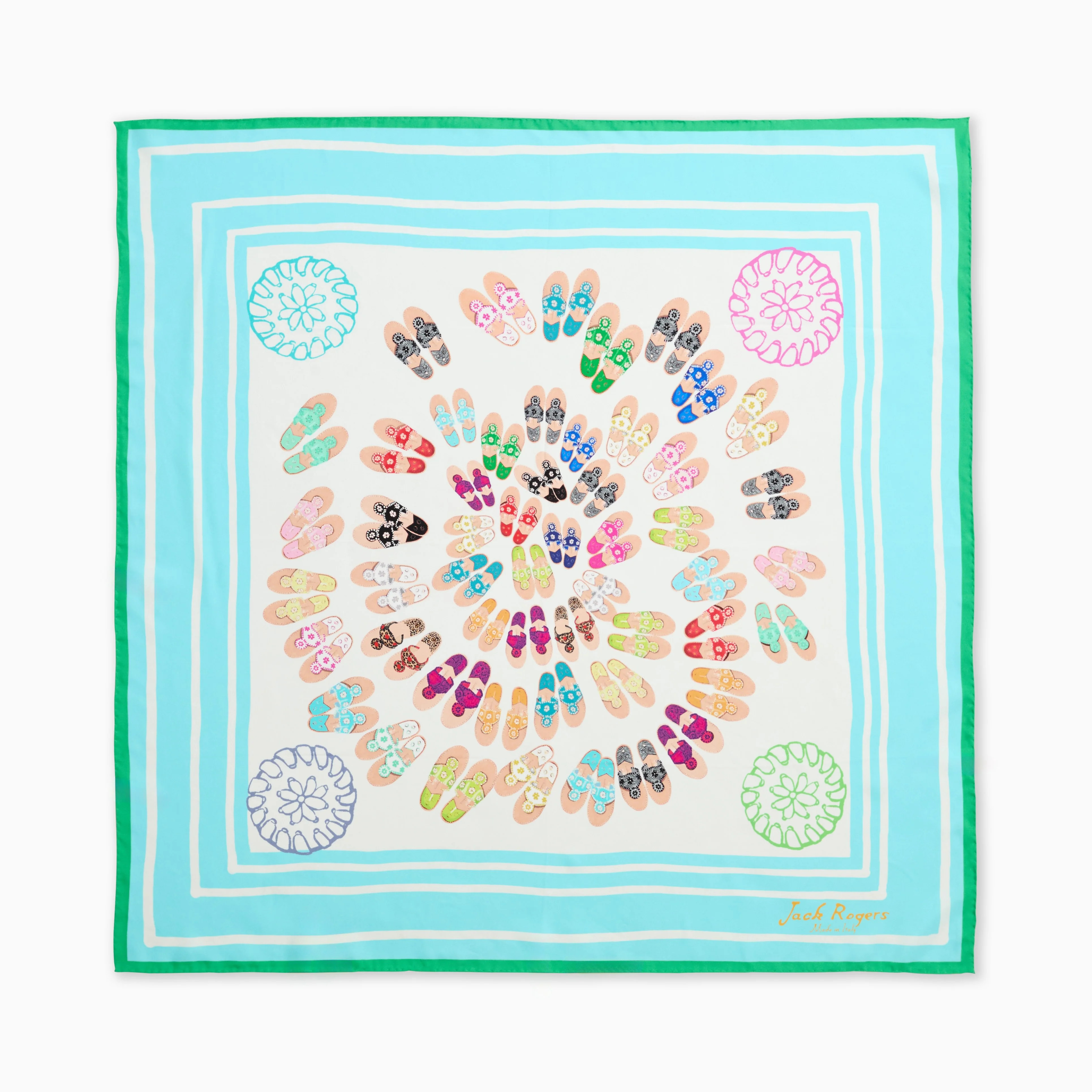 Jack Rogers Women's Jacks Italian Silk Scarf Light Blue Multi (Size NO SIZE) | Jack Rogers