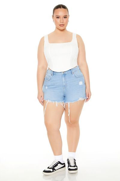 Plus Size Retro High-Rise Denim Shorts | Forever 21